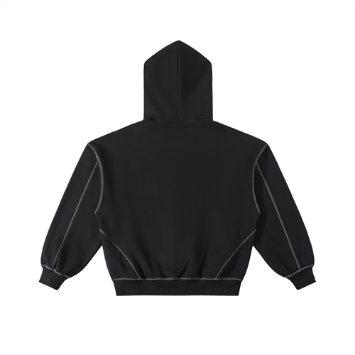 Black Zip Up Hoodie (Gray stripes)